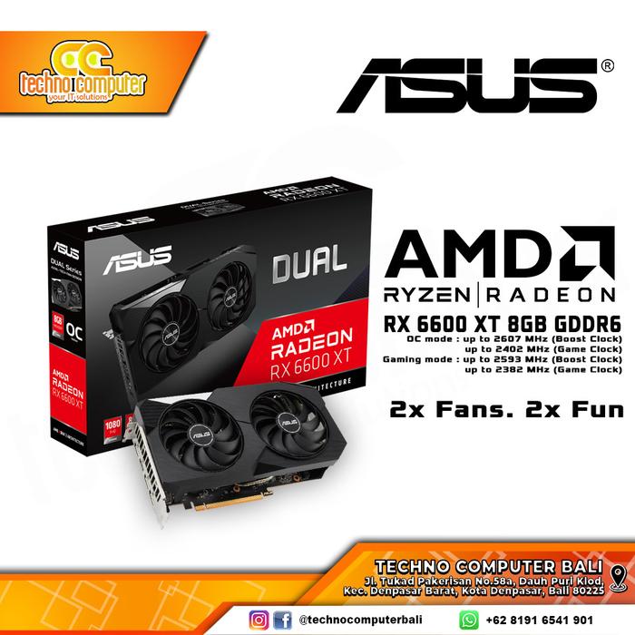 Gambar VGA ASUS Dual Radeon RX 6600 XT OC Edition 8Gb DDR6 dari Techno Computer Bali Kota Denpasar Tokopedia