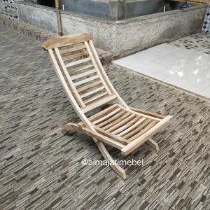 kursi santai lipat kayu jati mentahan