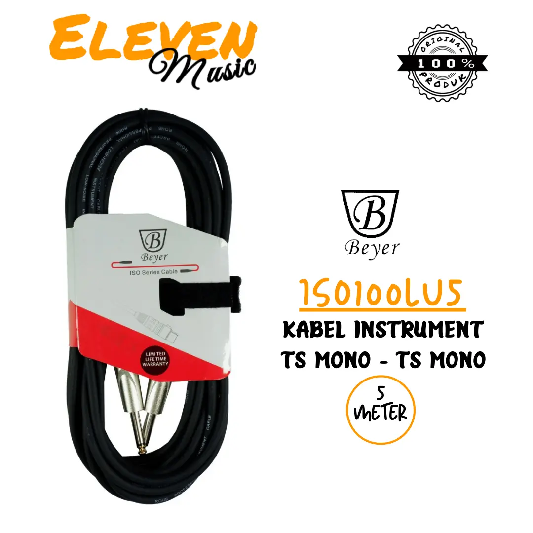 Beyer ISO100LU5 Kabel Instrument Jack Audio TS 6.5mm Mono 5 Meter