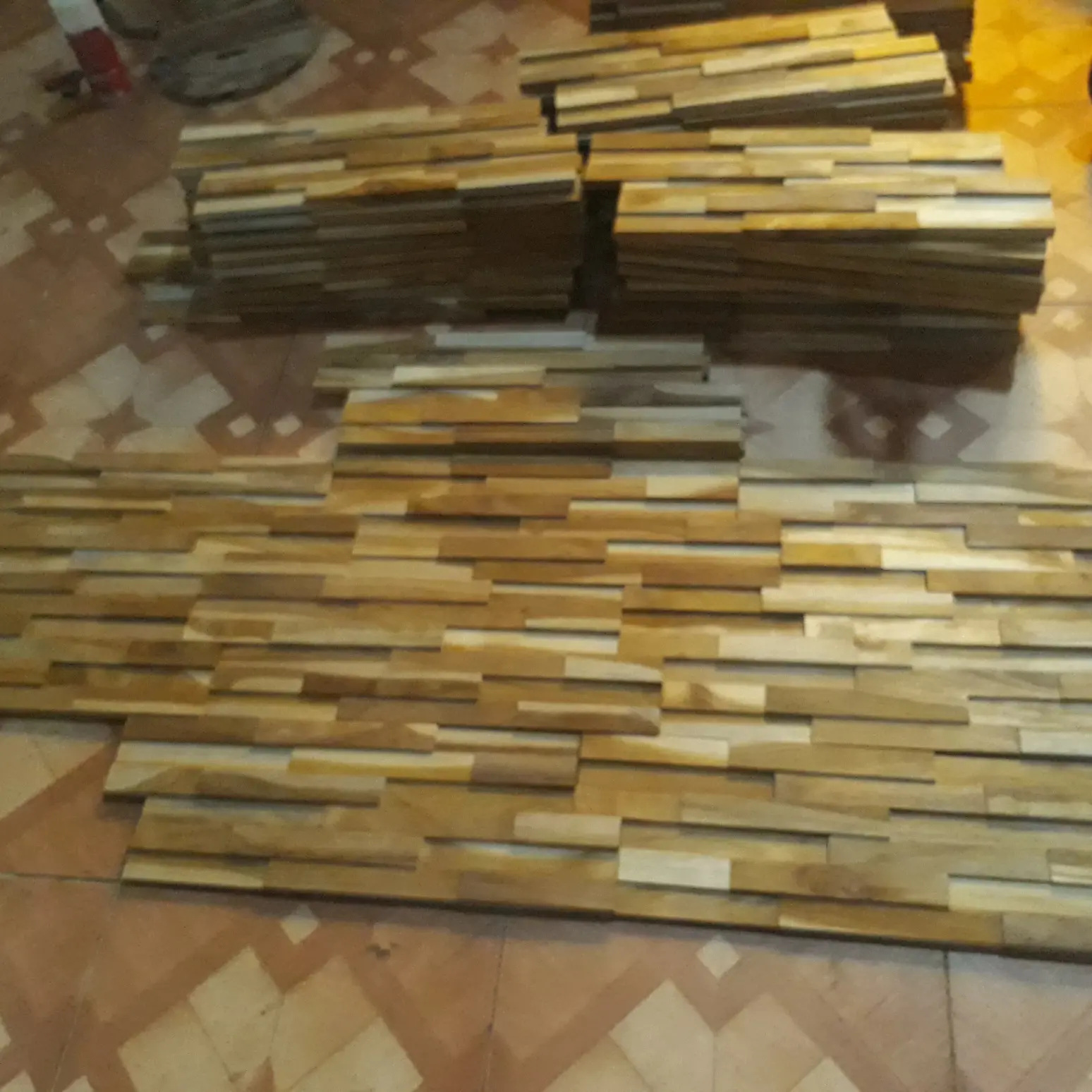 paket dinding panel kayu jati 50pcs + amplas halus siap pakai