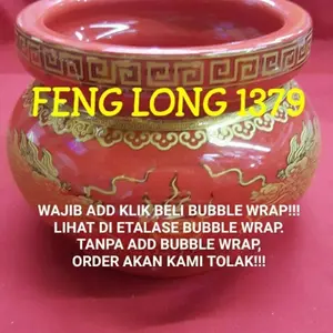 Hiolo (Tempat Hio/Dupa) Keramik Merah 2 Naga Emas Uk.5"