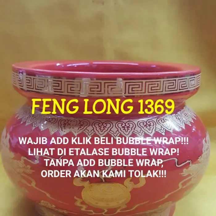 Hiolo Tempat Hio Dupa 2 Naga Keramik Merah Cabe Ukuran 6 Inchi