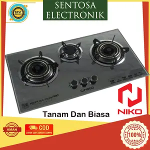 Kompor Tanam/Duduk Gas Kaca 3 tungku NIKO REFLECTION PRO Design Elegan