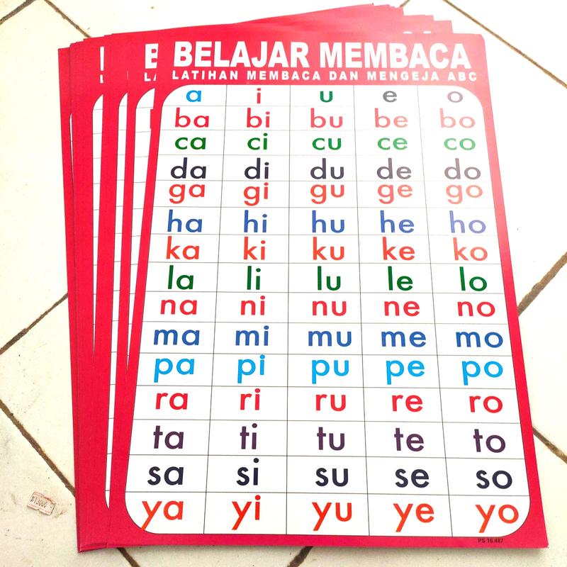 poster belajar membaca/poster latihan membaca/poster dinding - Shop ...