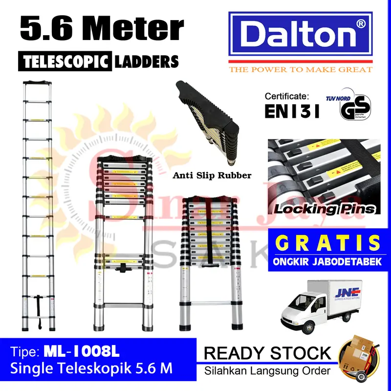 Tangga Teleskopik 5.6 Meter Tangga Lipat Alumunium Dalton ML-1008L 5,6 0
