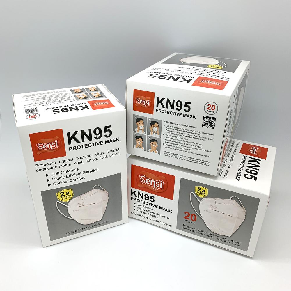 Masker KN95 Sensi 6 Ply Earloop Double Filter Face Mask isi 20Pcs - Putih