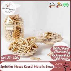 Sprinkle Kue Meses Kapsul Metalic Emas/ Springkle Meises Springkel Kue
