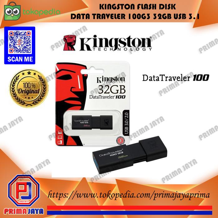 Gambar KINGSTON Flash Disk Data Traveler 100G3 32GB ORIGINALUSB 3.1 dari PrimaJaya Toko Kota Manado Tokopedia