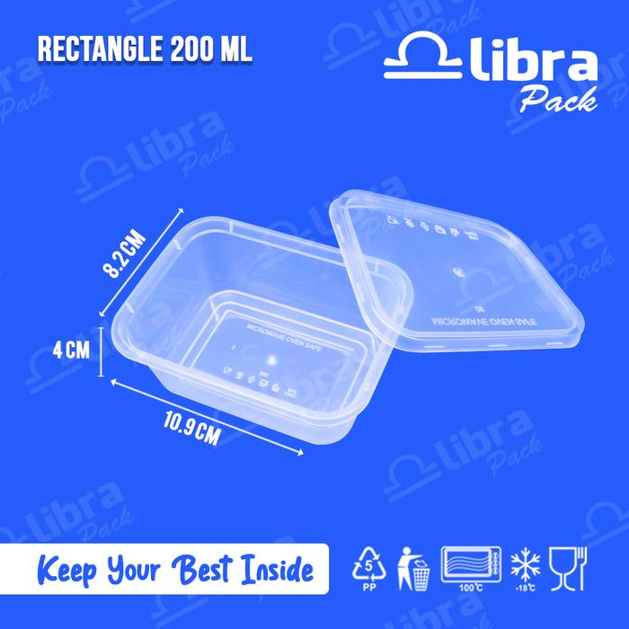 Gambar THINWALL KOTAK MAKAN PLASTIK RECT 200ML 25 Pcs / FOOD CONTAINER dari Libra Pack Kota Tangerang Tokopedia