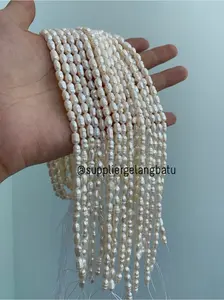 Bahan Aksesoris Mutiara Air Tawar Barok / Baroque 4 x 6mm oval pearl