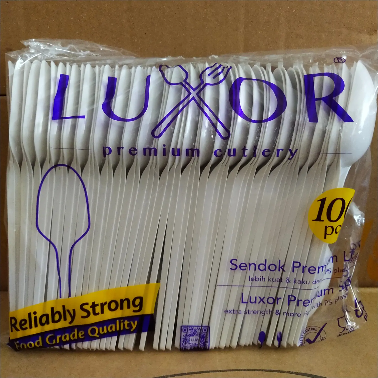 [100pcs] Sendok Makan Plastik Luxor Putih Tebal