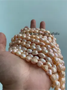 Bahan Mutiara Air Tawar Barok / Baroque PEACH 8 x 14mm OVAL pearl
