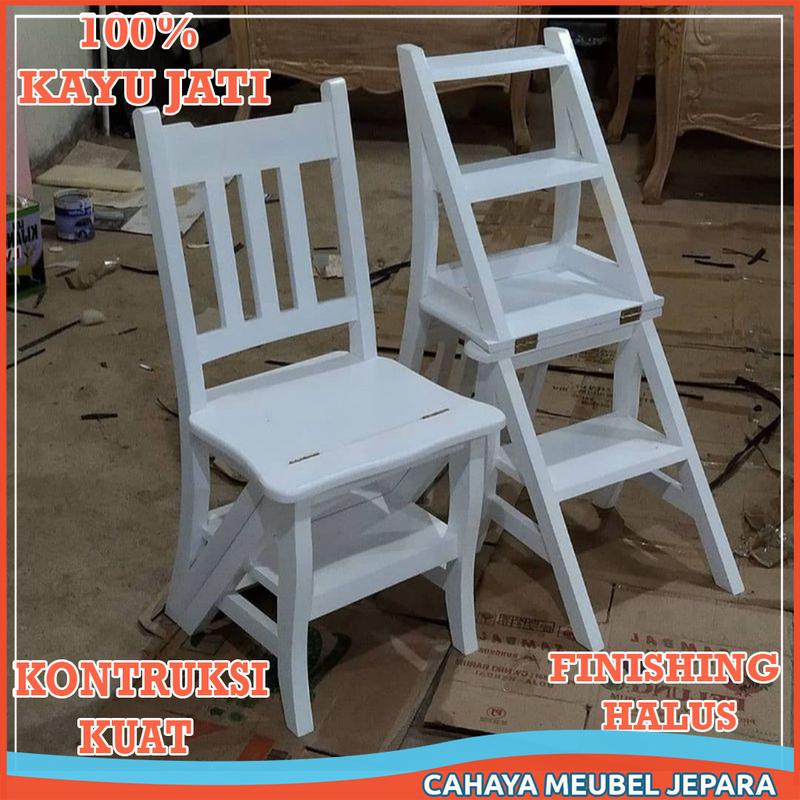 Kursi Tangga Kayu Jati Lipat Multi Fungsi Perpustakaan Cat Duco - Shop ...
