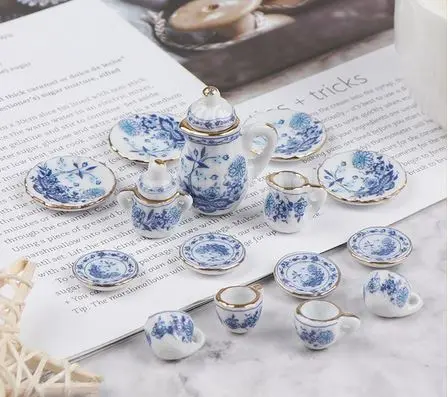 Ceramic Tea Cup Set Miniature - Miniatur 1 Set Cangkir Teh Bahan Keramik