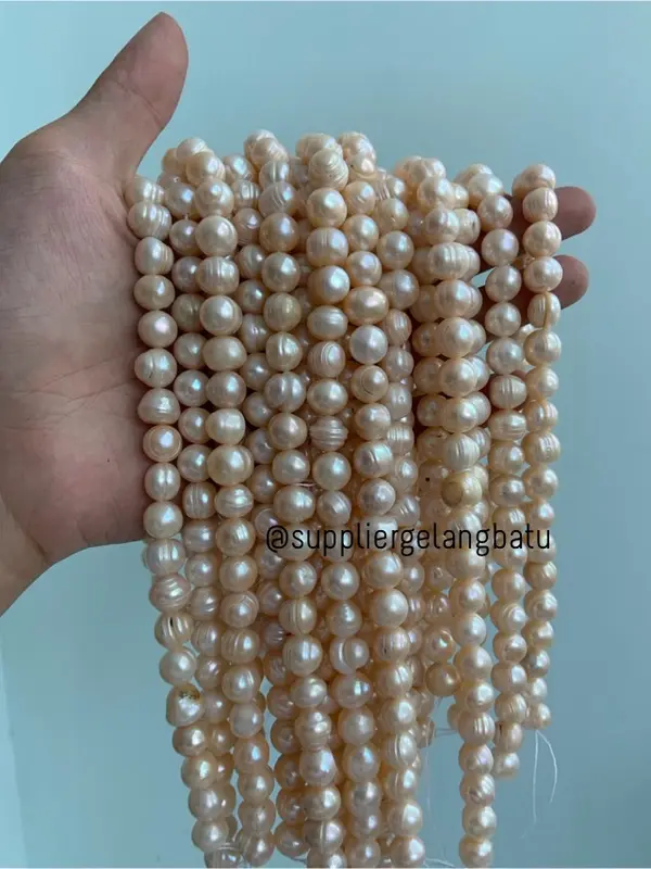 Bahan Mutiara Air Tawar Barok / Baroque PEACH 10 x 16mm Bulat pearl 2