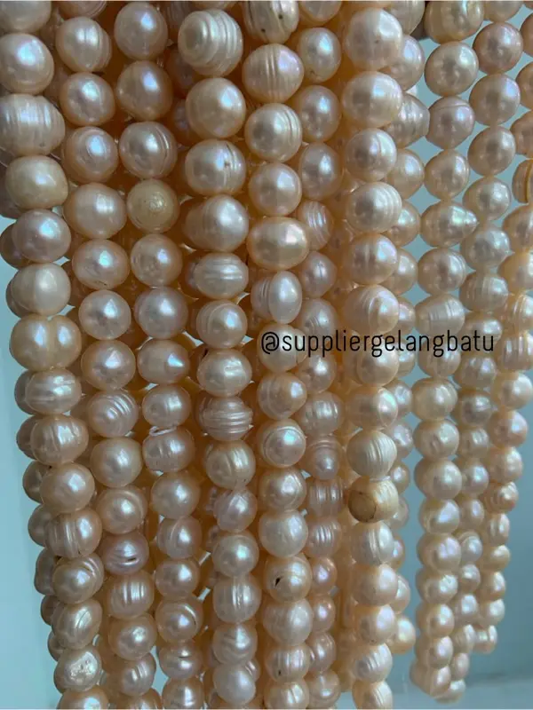 Bahan Mutiara Air Tawar Barok / Baroque PEACH 10 x 16mm Bulat pearl 4