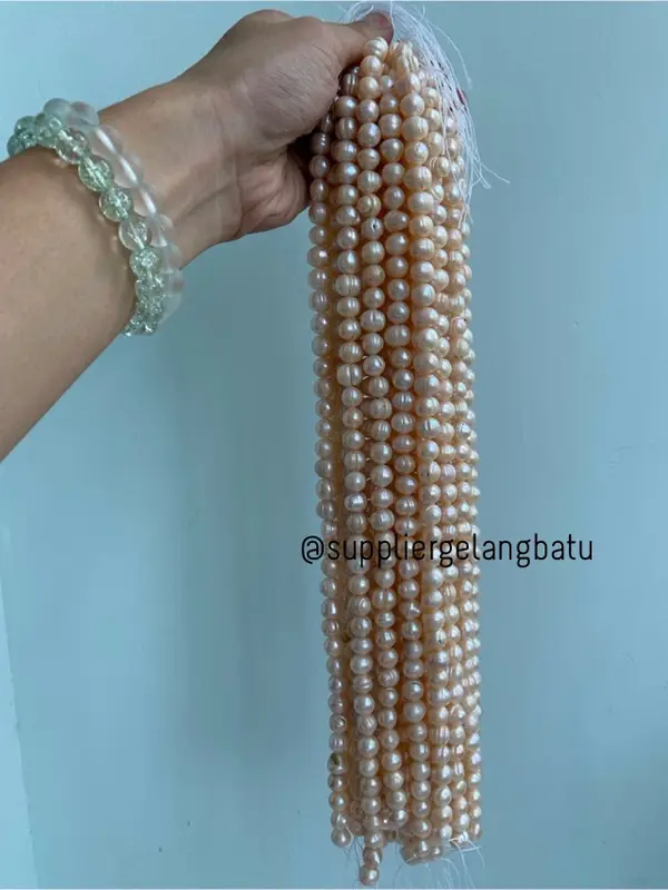 Bahan Mutiara Air Tawar Barok / Baroque PEACH 10 x 16mm Bulat pearl 1