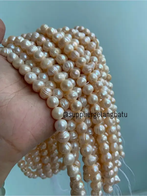 Bahan Mutiara Air Tawar Barok / Baroque PEACH 10 x 16mm Bulat pearl 0
