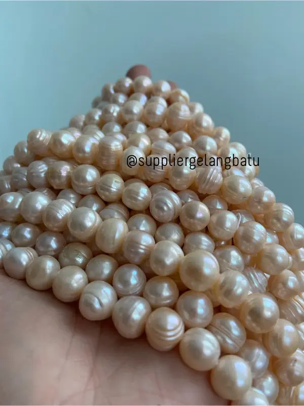 Bahan Mutiara Air Tawar Barok / Baroque PEACH 10 x 16mm Bulat pearl 3