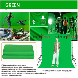 Kain Background Backdrop Green Screen Hijau Studio Foto 2,5m x 3m