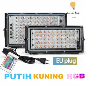 Lampu Sorot 50 Watt Jalan 50W PJUOutdoor RGB Kuning Putih LED Kabel