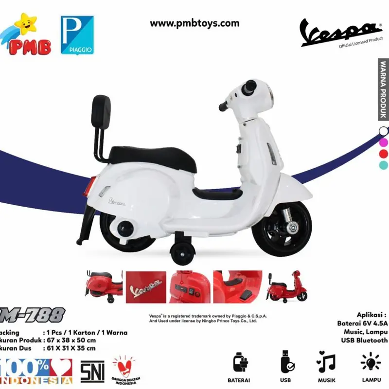 Vespa Lisensi Mainan Motor Aaki Anak PMB M-788 3