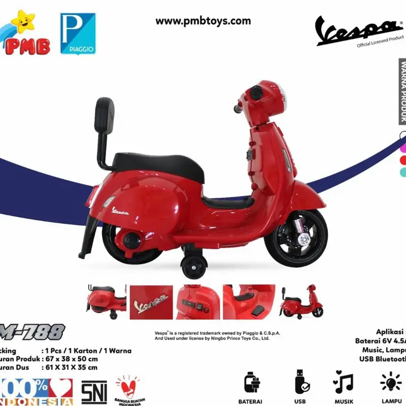 Vespa Lisensi Mainan Motor Aaki Anak PMB M-788 0