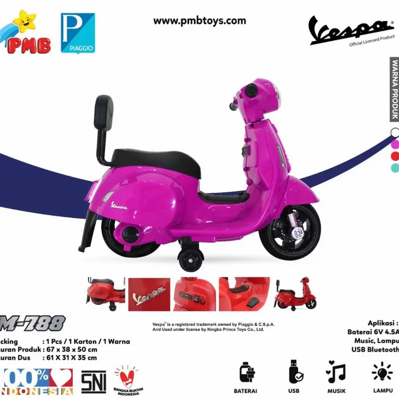 Vespa Lisensi Mainan Motor Aaki Anak PMB M-788 1