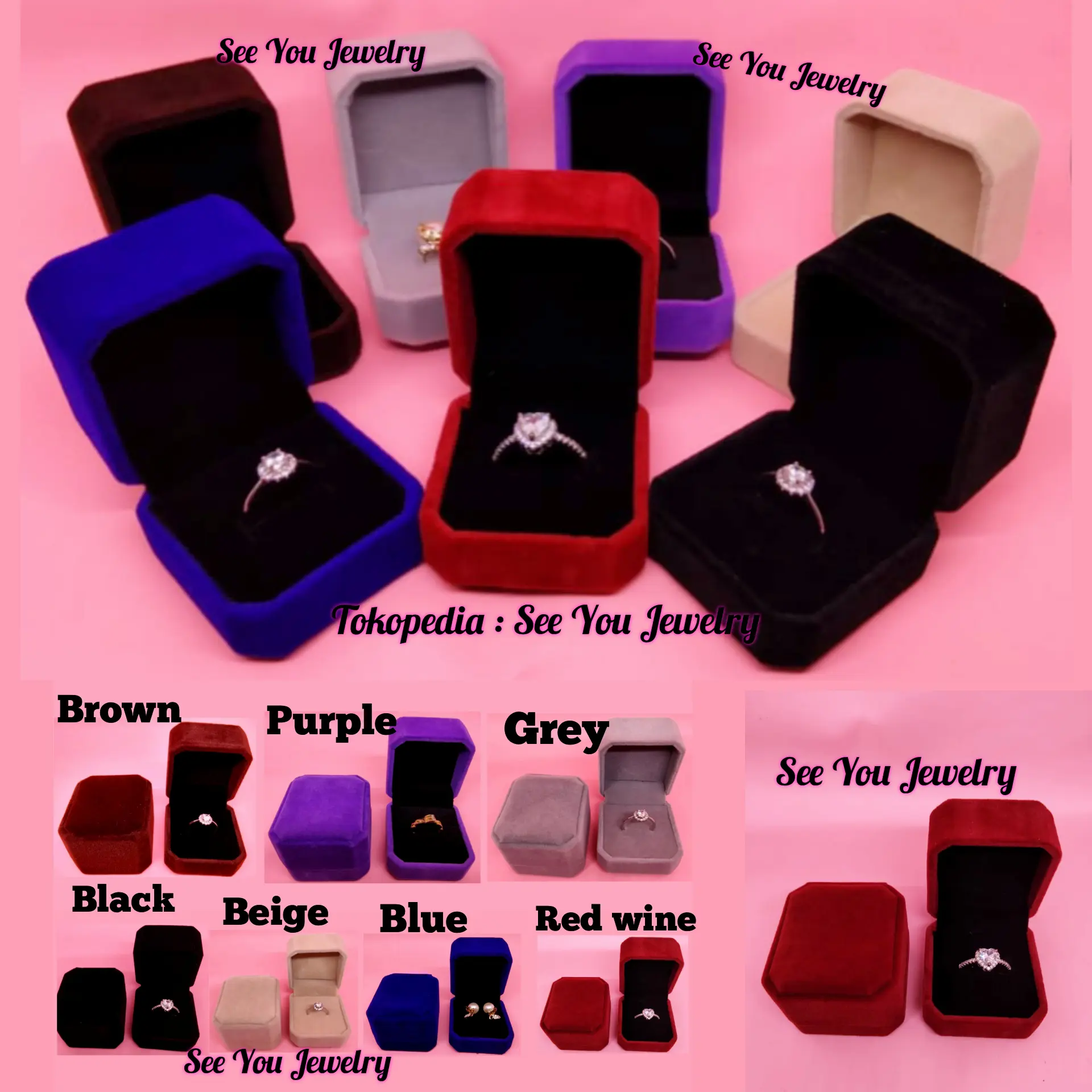 Kotak Cincin / Tempat Cincin / Ring Box Cincin Tunangan Lamaran Velvet