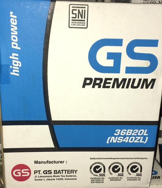Gambar Aki Mobil GS ASTRA type GS PREMIUM 36B20L NS40ZL 12V 35AH -10135 IN dari Jasutra Motor Kab. Bekasi Tokopedia