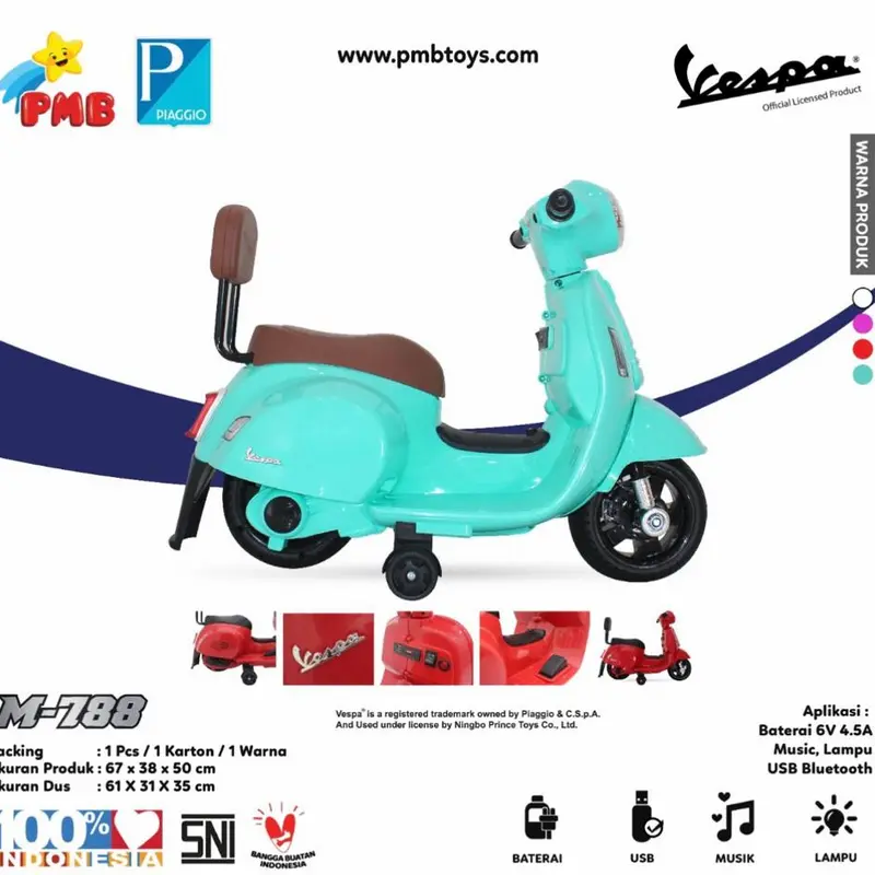 Vespa Lisensi Mainan Motor Aaki Anak PMB M-788 2