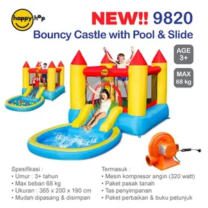 HAPPY HOP 9820 Istana Balon Kolam Seluncuran MAINAN AIR ANAK POOL