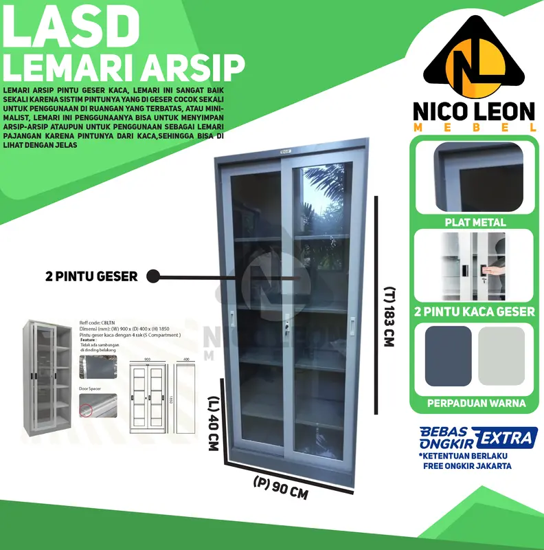 Lemari Arsip Pintu Geser Kaca 0