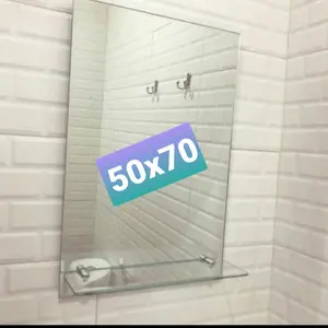 50x70cm Cermin Persegi + Tatakan, Kamar Mandi Wastafel Kaca Rias