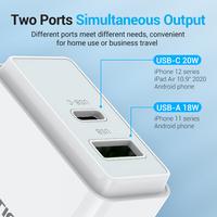 Gambar USB-C Charger 2 in 1 PD3.0 20W QC3.0 18W Wall Charger - EU Standard, Black dari XLink Surabaya Kota Surabaya 5 Tokopedia