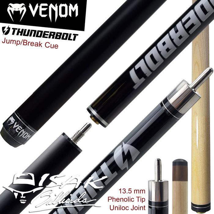 Jual Venom Thunderbolt Jump Break Cue | Black 13.5mm Stick Loncat