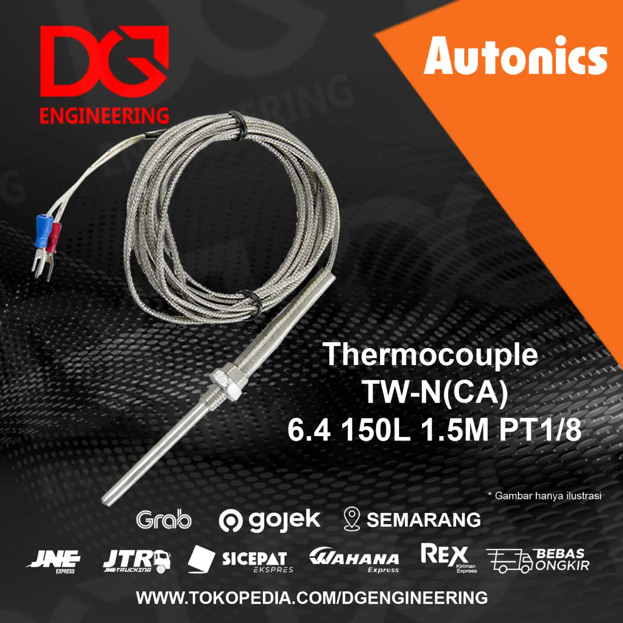 Autonics Thermocouple TW-N(CA) Ø6.4*150L*1.5M*PT1/8
