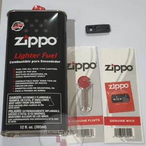 Paket Ekonomis Rubber Zippo (Fluid 355ml, Flint ,Wick , Rubber )