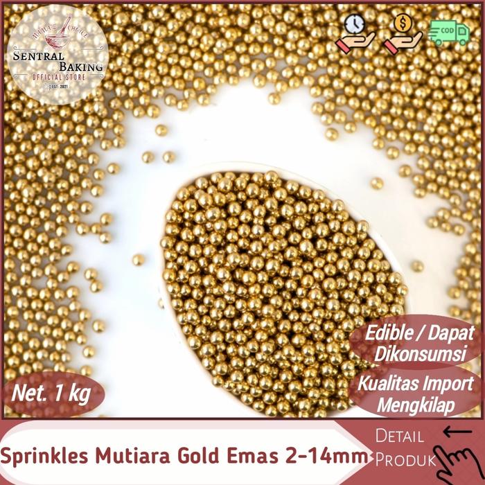 Jual Sprinkle Kue Mutiara Gold Emas 2-14mm 1000gr (SPR042) / 2mm 4mm ...