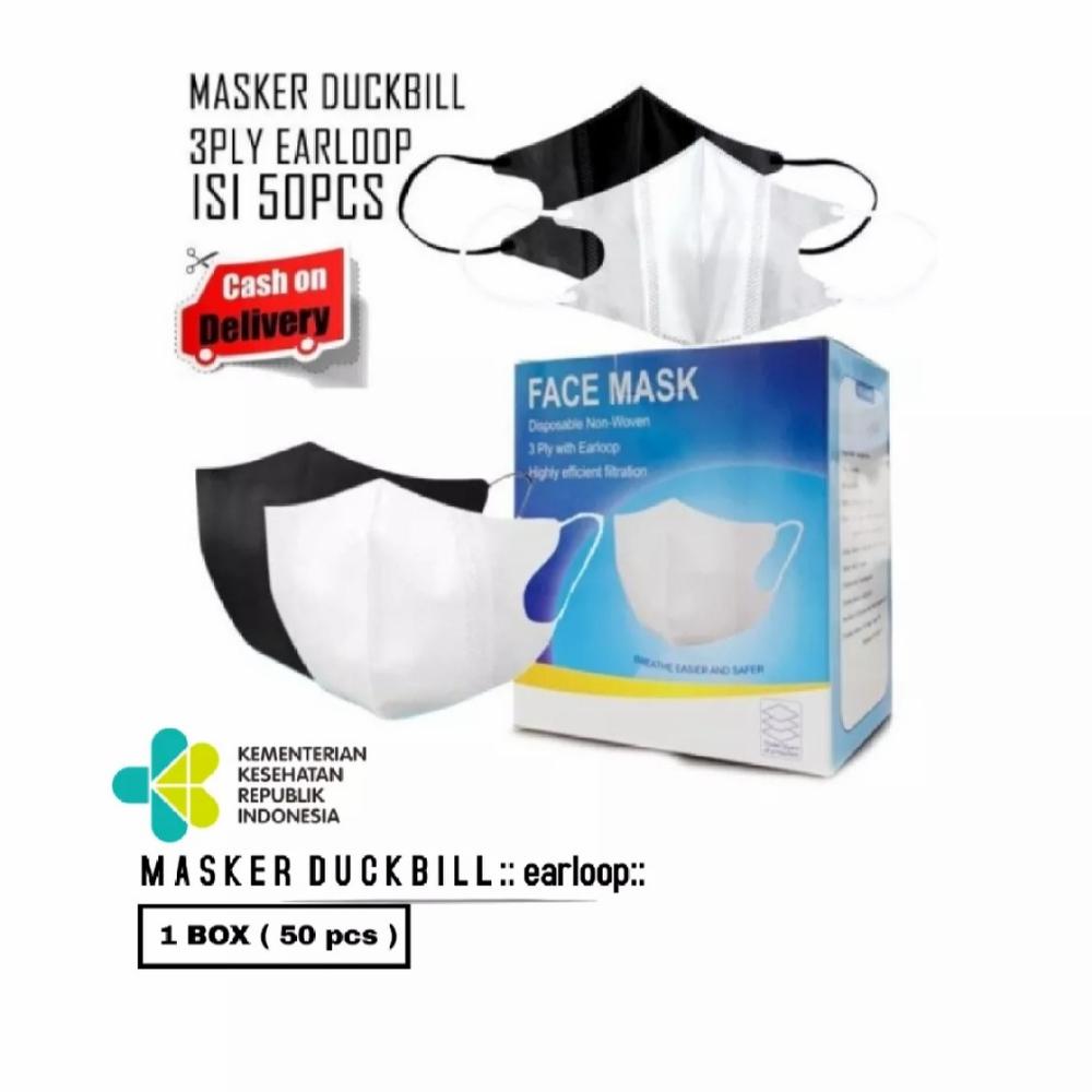 MASKER DUCKBILL 3 PLY EARLOOP 50 PCS FACE MASK DISPOSABLE CONSUMABLE