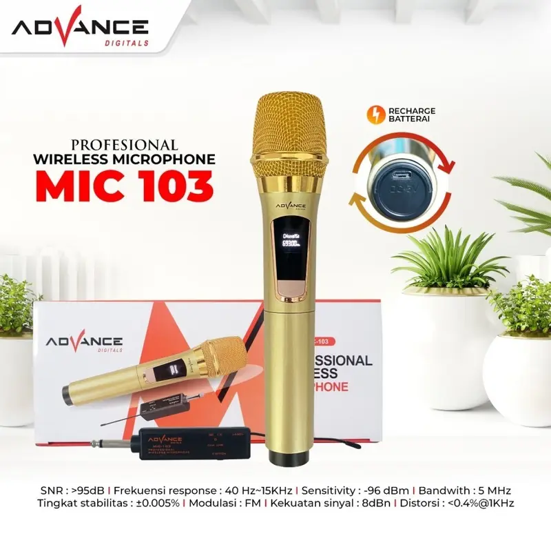 Microphone Single Wireless Advance MIC 103 Gold -Mikrofon Professional 0