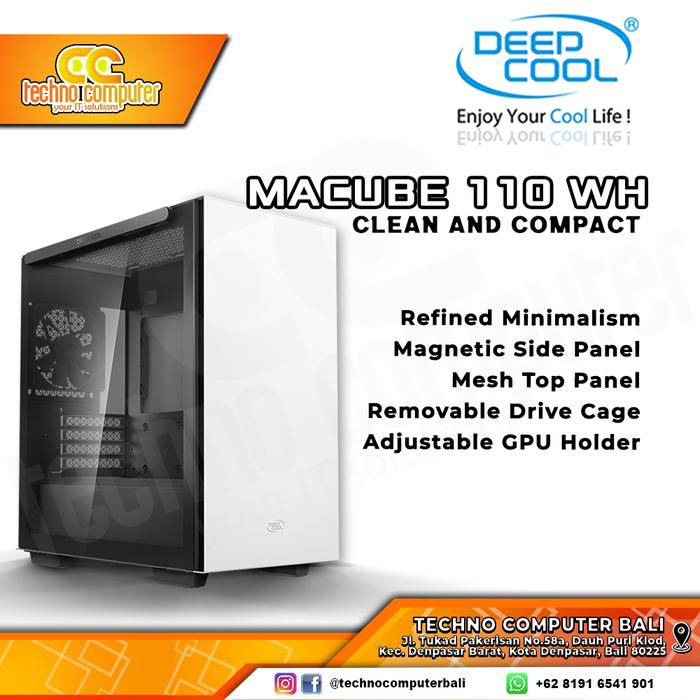 Gambar DEEP COOL MACUBE 110 WH - mAtx case Free 1 pcs 12cm Fan dari Techno Computer Bali Kota Denpasar Tokopedia