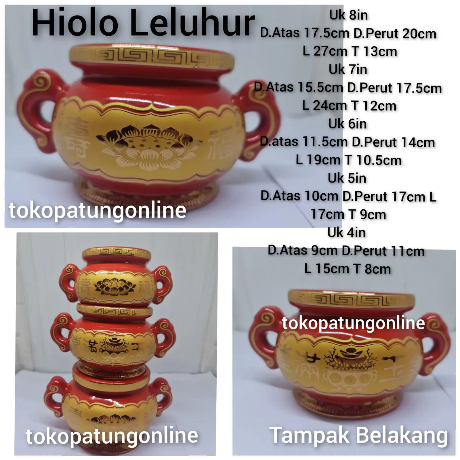 Hiolo Leluhur Cu Sien Keramik Merah 7in