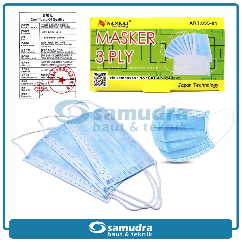 NANKAI 055-01 Masker Wajah 3 Ply Disposable Face Mask Non Medis Debu