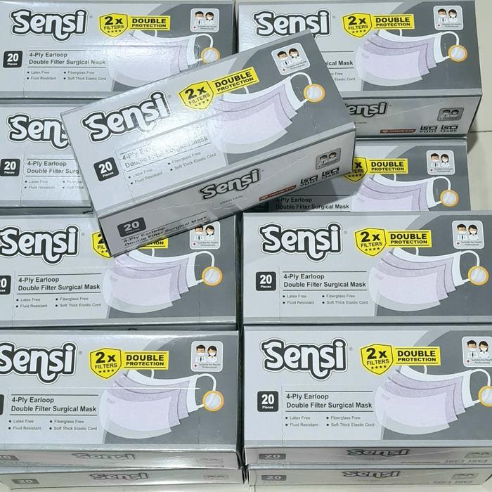 Gambar SENSI 4-PLY EARLOOP DOUBLE FILTER SURGICAL MASK 20 PCS dari Japs online shop Kota Tangerang Selatan Tokopedia