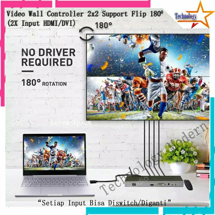 Video Wall Controller 2x2 Support Flip 180 Derajat (2X Input HDMI/DVI)