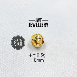 LIONTIN EMAS BOLA UKIR DOFF PASIR 24K HK 999