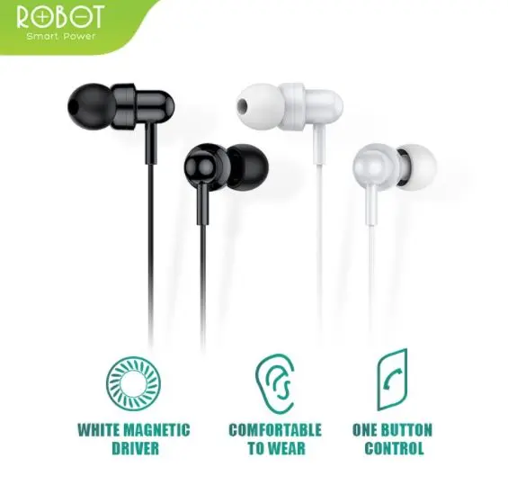 Robot RE20 Headset Wired Headset Earphone Bass Android iPhone Original