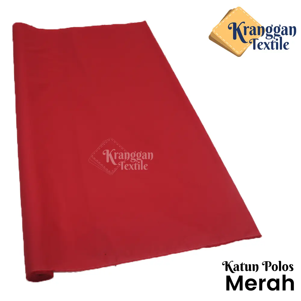 (harga per 1/2m) Kain Katun Premium Merah Lebar 1,5m Polos Meteran