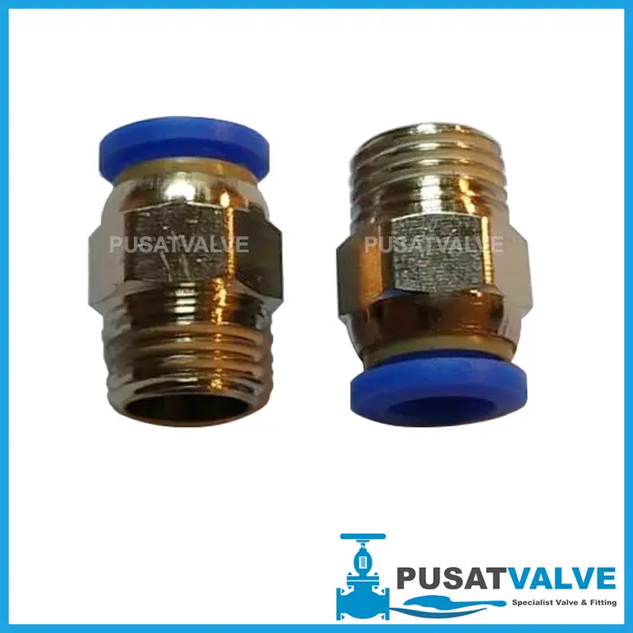 FITTING LURUS MALE PNEUMATIC SELANG 12MM DRAT 1/4"